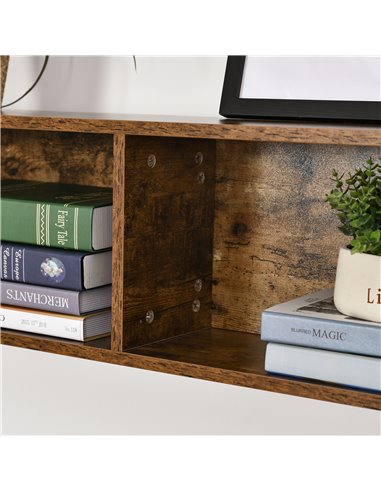 HOMCOM Industrial L-Shaped Work Desk & Storage Shelf with Steel Frame, Brown Black
