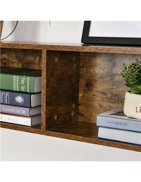 HOMCOM Industrial L-Shaped Work Desk & Storage Shelf with Steel Frame, Brown Black - pic 19947 | FastDaddyshop