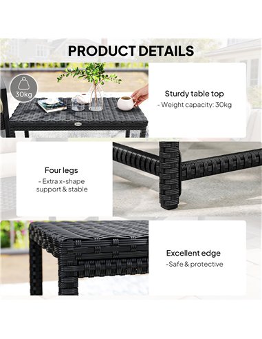 Outsunny Outdoor Coffee Table Side Table with Rectangular Frame for Patio, Balcony, Black