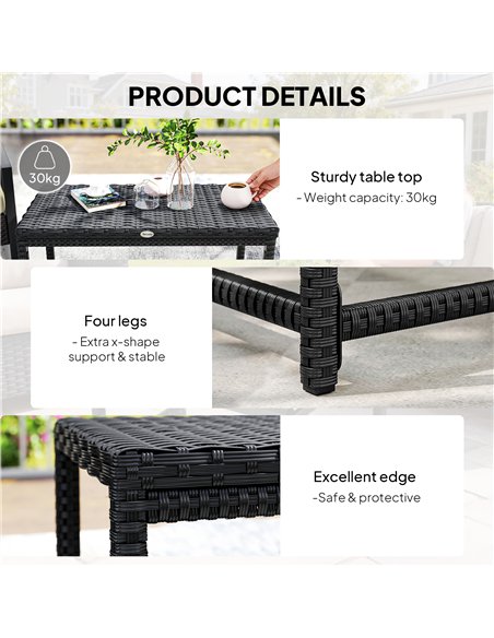 Outsunny Outdoor Coffee Table Side Table with Rectangular Frame for Patio, Balcony, Black - pic 199470 | FastDaddyshop