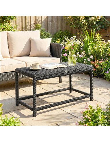 Outsunny Outdoor Coffee Table Side Table with Rectangular Frame for Patio, Balcony, Black