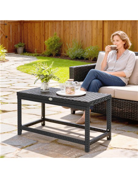 Outsunny Outdoor Coffee Table Side Table with Rectangular Frame for Patio, Balcony, Black - pic 199472 | FastDaddyshop