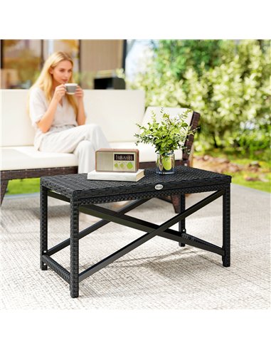 Outsunny Outdoor Coffee Table Side Table with X-Shape Frame for Patio, Balcony, Black