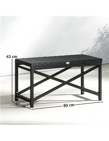 Outsunny Outdoor Coffee Table Side Table with X-Shape Frame for Patio, Balcony, Black