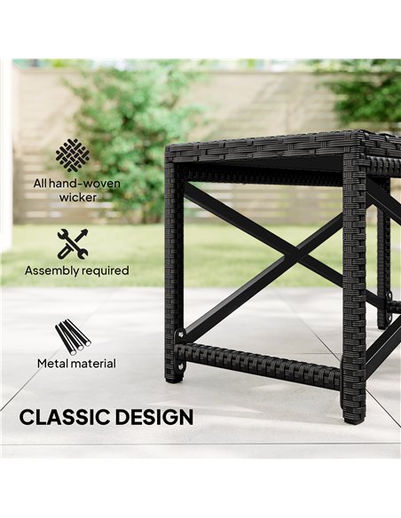 Outsunny Outdoor Coffee Table Side Table with X-Shape Frame for Patio, Balcony, Black - pic 199477 | FastDaddyshop