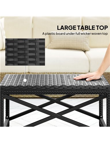 Outsunny Outdoor Coffee Table Side Table with X-Shape Frame for Patio, Balcony, Black