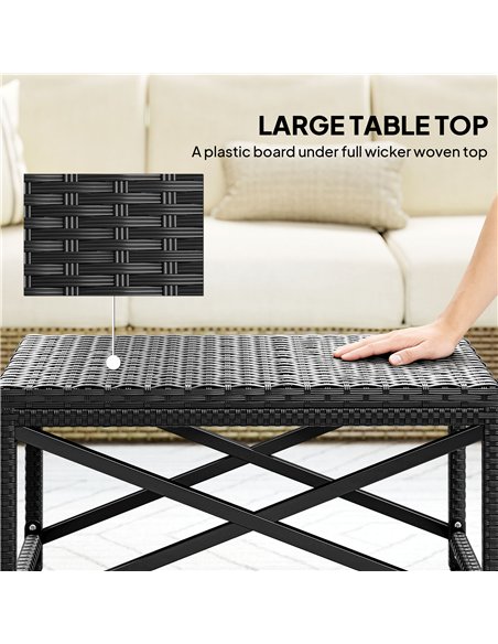 Outsunny Outdoor Coffee Table Side Table with X-Shape Frame for Patio, Balcony, Black - pic 199478 | FastDaddyshop
