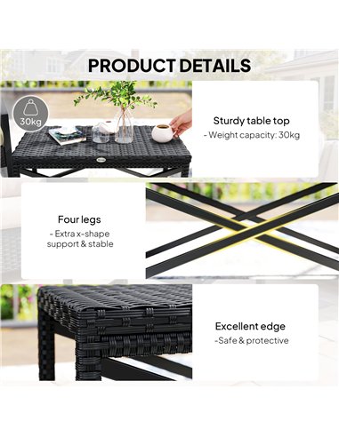 Outsunny Outdoor Coffee Table Side Table with X-Shape Frame for Patio, Balcony, Black