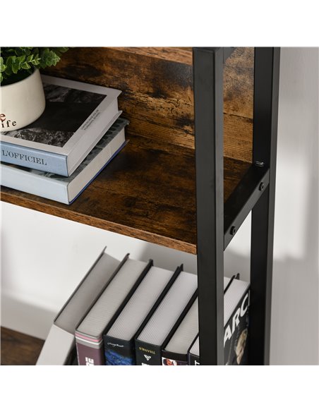 HOMCOM Industrial L-Shaped Work Desk & Storage Shelf with Steel Frame, Brown Black - pic 19948 | FastDaddyshop