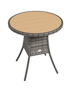Outsunny 70 cm Wood-Effect Rattan Garden Table - Natural Wood Finish