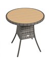 Outsunny 70 cm Wood-Effect Rattan Garden Table - Natural Wood Finish