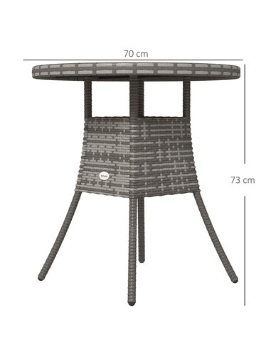Outsunny 70 cm Wood-Effect Rattan Garden Table - Natural Wood Finish