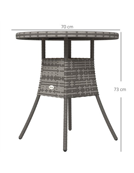 Outsunny 70 cm Wood-Effect Rattan Garden Table - Natural Wood Finish - pic 199485 | FastDaddyshop