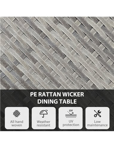 Outsunny 70 cm Wood-Effect Rattan Garden Table - Natural Wood Finish