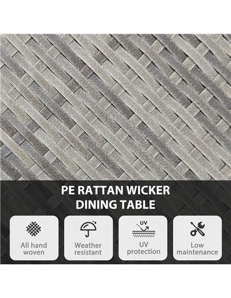 Outsunny 70 cm Wood-Effect Rattan Garden Table - Natural Wood Finish - pic 199486 | FastDaddyshop