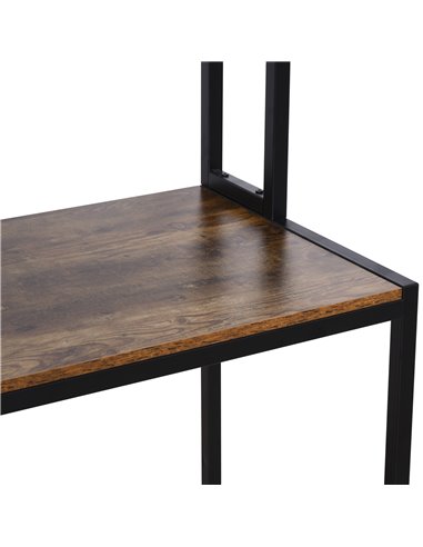 HOMCOM Industrial L-Shaped Work Desk & Storage Shelf with Steel Frame, Brown Black