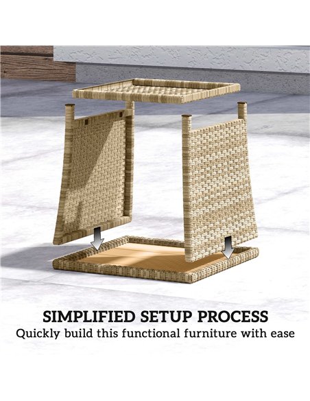 Outsunny Side Table 2-Tier Outdoor Coffee Table with Storage Shelf PS Wood Slat Top/Khaki - pic 199507 | FastDaddyshop