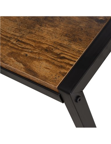 HOMCOM Industrial L-Shaped Work Desk & Storage Shelf with Steel Frame, Brown Black