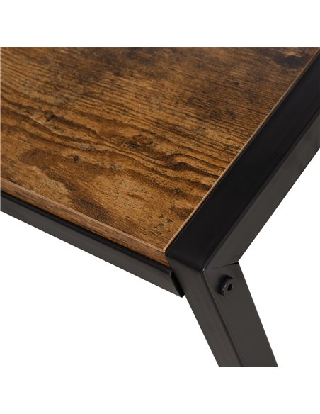 HOMCOM Industrial L-Shaped Work Desk & Storage Shelf with Steel Frame, Brown Black - pic 19951 | FastDaddyshop