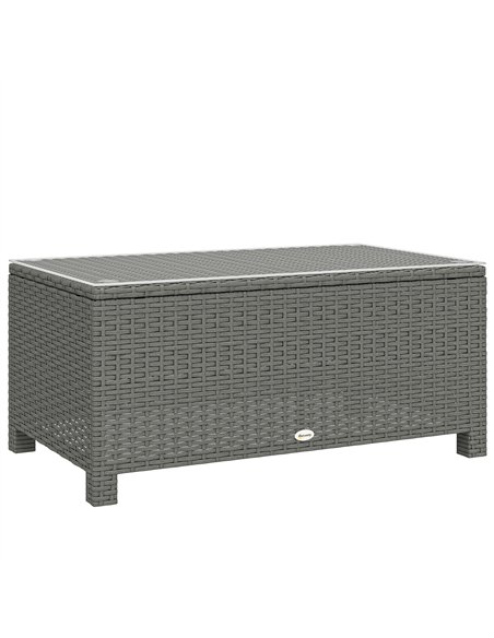 Outsunny Rattan Garden Coffee Table with Glass Top, Light Grey - pic 199537 | FastDaddyshop