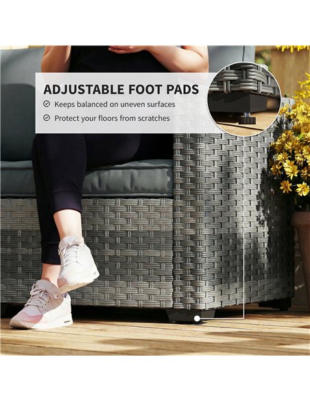 Outsunny 2 Seater Rattan Sofa, Outdoor Garden Sofa with Deep Seat, Cushions, Wide Armrests for Patio, Balcony, Porch, Mixed Grey - pic 199553 | FastDaddyshop