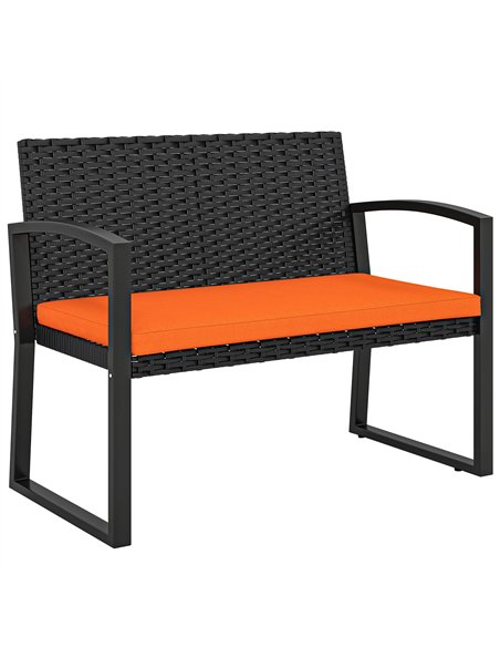 Outsunny Two-Seater Rattan Garden Bench - Orange - pic 199573 | FastDaddyshop