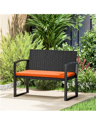 Outsunny Two-Seater Rattan Garden Bench - Orange