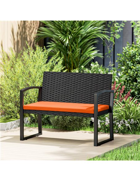 Outsunny Two-Seater Rattan Garden Bench - Orange - pic 199581 | FastDaddyshop