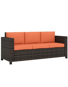 Outsunny 3-Seater Weather Resistant Outdoor Garden Rattan Sofa Orange