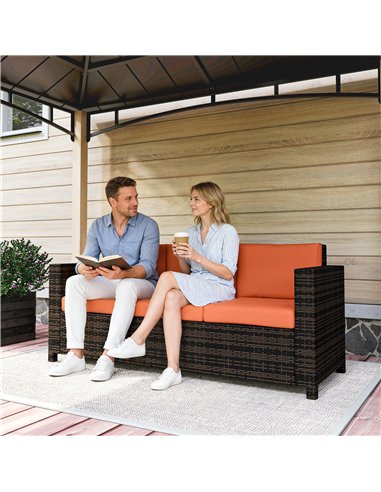 Outsunny 3-Seater Weather Resistant Outdoor Garden Rattan Sofa Orange