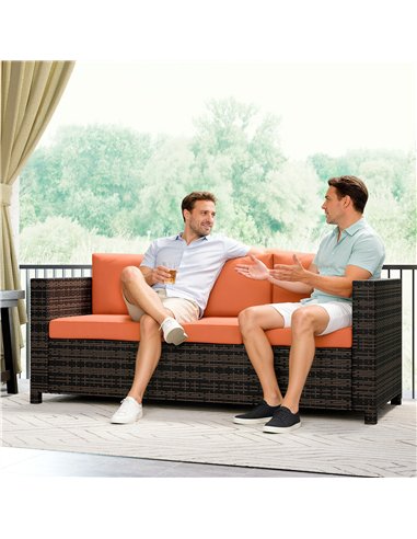 Outsunny 3-Seater Weather Resistant Outdoor Garden Rattan Sofa Orange