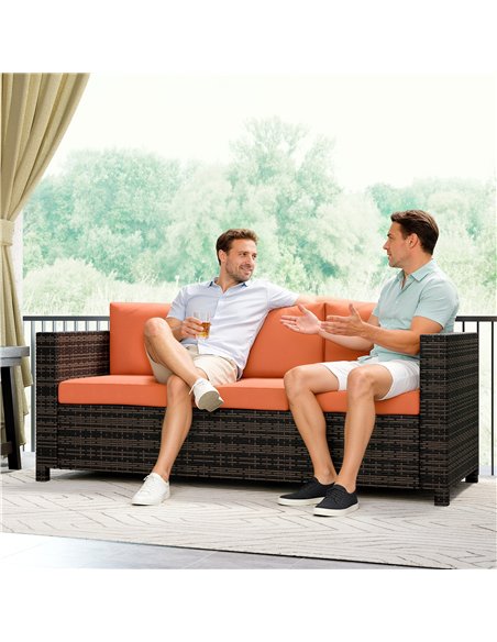Outsunny 3-Seater Weather Resistant Outdoor Garden Rattan Sofa Orange - pic 199608 | FastDaddyshop