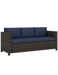 Outsunny 3-Seater Weather Resistant Outdoor Garden Rattan Sofa Dark Blue