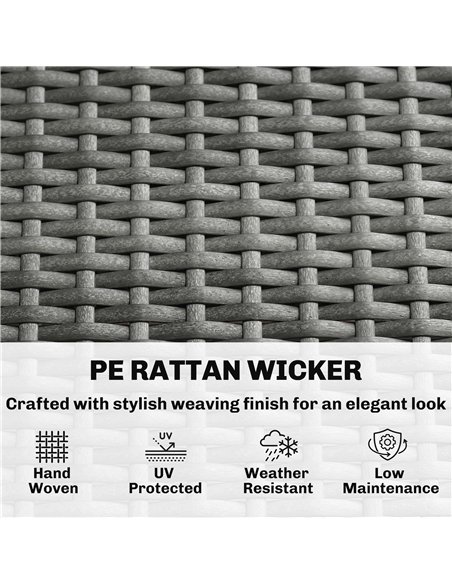 Outsunny 3 Seater Rattan Garden Sofa, PE Wicker Outdoor Sofa Wide Deep Seat, 4" Cushions, Wood-Effect Armrests Legs, Dark Grey - pic 199624 | FastDaddyshop