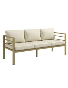 Outsunny Garden Bench with Cushions, 3-Seater Sofa with Backrest, Armrest and Back Cushions, 185 x 66 x 64cm, Cream White