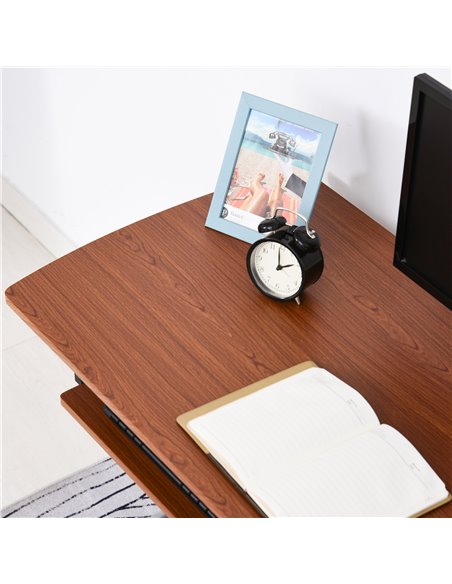 HOMCOM L-Shaped Corner Work Gaming Desk wiht Steel Frame, Keyboard Tray, Brown - pic 19968 | FastDaddyshop