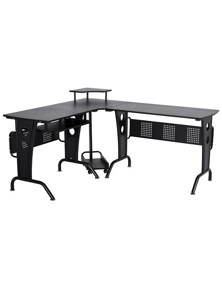 HOMCOM L-Shaped Corner Work Gaming Desk wiht CPU Rack, Keyboard Tray, Black - pic 19970 | FastDaddyshop