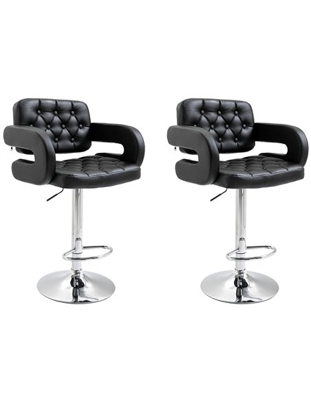 HOMCOM Set of 2 PU Leather Upholstered Swivel Bar Stool, Height Adjustable Barstool with Back, Armrest, Footrest for Kitchen - pic 199708 | FastDaddyshop