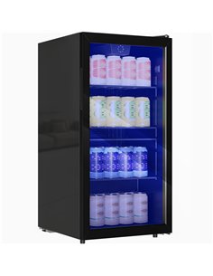 HOMCOM 93L Drinks Fridge, 115 Can Freestanding Beer Fridge with Glass Door, Adjustable Shelves, LED Light, for Beer Soda, Black