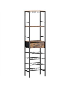 HOMCOM Industrial Wine Bar Cabinet Freestanding Liquor Cabinet 16-Bottle Wine Rack Glass Holder Rustic Brown