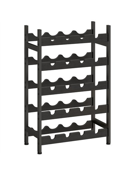 HOMCOM Wine Rack Freestanding Industrial Liquor Cabinet 5-Tier 20 Bottles Bar Stand with Adjustable Feet, Black - pic 199744 | FastDaddyshop