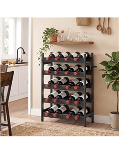 HOMCOM Wine Rack Freestanding Industrial Liquor Cabinet 5-Tier 20 Bottles Bar Stand with Adjustable Feet, Black 2