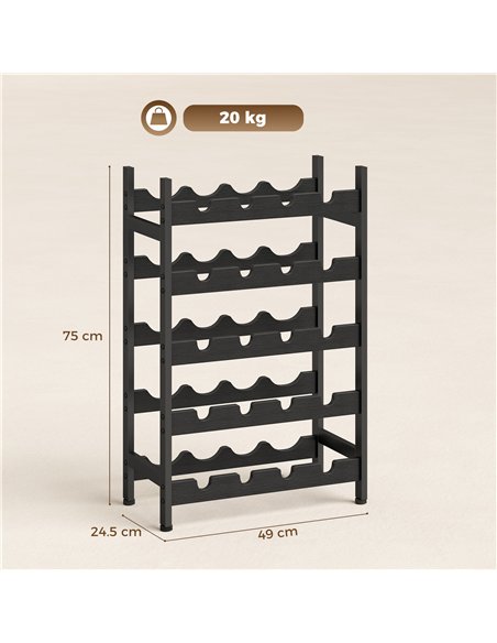 HOMCOM Wine Rack Freestanding Industrial Liquor Cabinet 5-Tier 20 Bottles Bar Stand with Adjustable Feet, Black - pic 199746 | FastDaddyshop