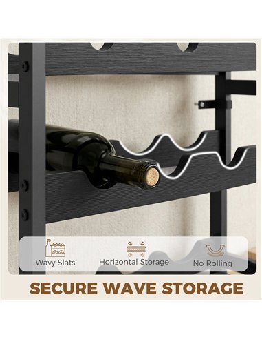 HOMCOM Wine Rack Freestanding Industrial Liquor Cabinet 5-Tier 20 Bottles Bar Stand with Adjustable Feet, Black