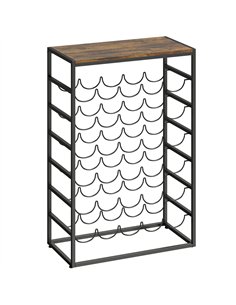 HOMCOM 30 Bottles Wine Rack, 6 Tier Free Standing Wine Storage Holder with Wood Effect Tabletop, Rustic Brown