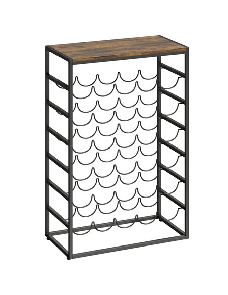 HOMCOM 30 Bottles Wine Rack, 6 Tier Free Standing Wine Storage Holder with Wood Effect Tabletop, Rustic Brown - pic 199753 | FastDaddyshop