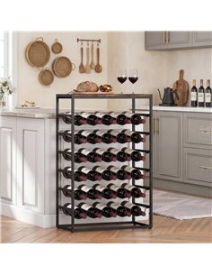 HOMCOM 30 Bottles Wine Rack, 6 Tier Free Standing Wine Storage Holder with Wood Effect Tabletop, Rustic Brown 2