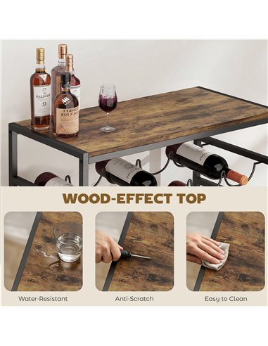 HOMCOM 30 Bottles Wine Rack, 6 Tier Free Standing Wine Storage Holder with Wood Effect Tabletop, Rustic Brown