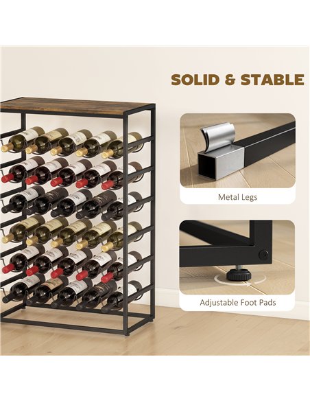 HOMCOM 30 Bottles Wine Rack, 6 Tier Free Standing Wine Storage Holder with Wood Effect Tabletop, Rustic Brown - pic 199758 | FastDaddyshop