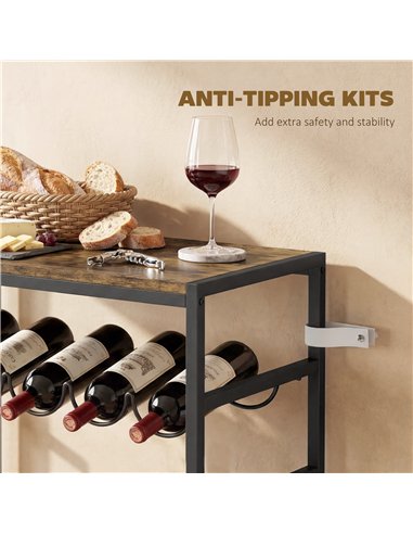 HOMCOM 30 Bottles Wine Rack, 6 Tier Free Standing Wine Storage Holder with Wood Effect Tabletop, Rustic Brown